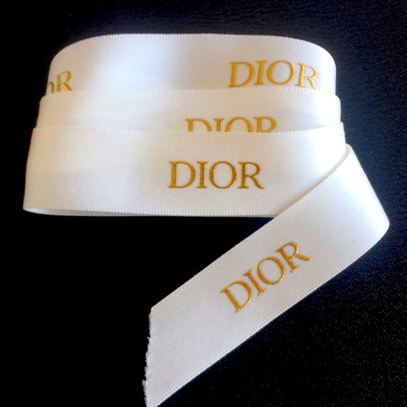 DIOR White Ribbon with Gold Logo - 1" Wide, 38" Long, Excellent Condition, New! - Picture 2 of 5
